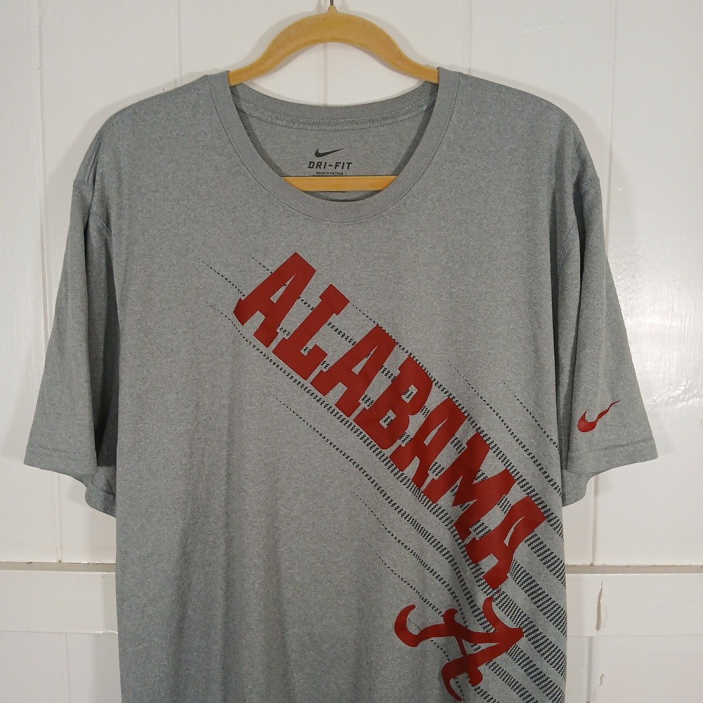 Nike Alabama Crimson Tide T-Shirt Mens XXL Gray Dri-FIT NCAA Athletic 23546X-DGH